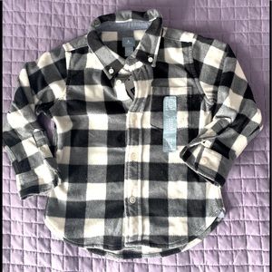 Gap kids fleece long sleeve checkered button down